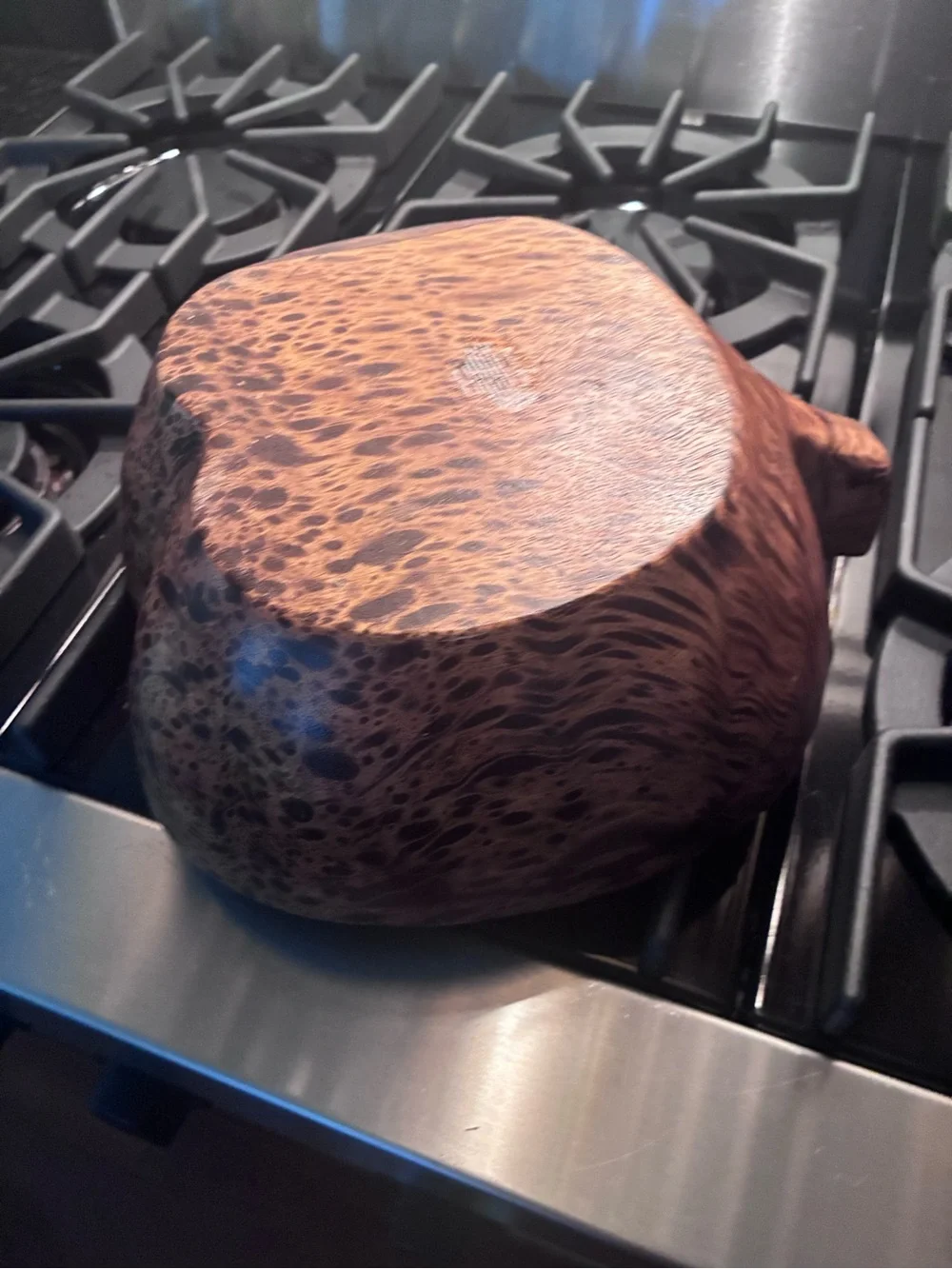 Handcrafted Brown Wood Serving Bowl - Dual Compartment